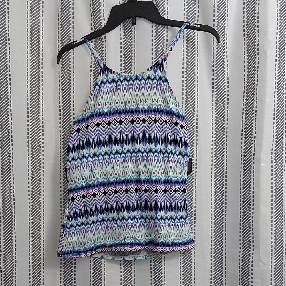 Patterned Blue and White Women's Top